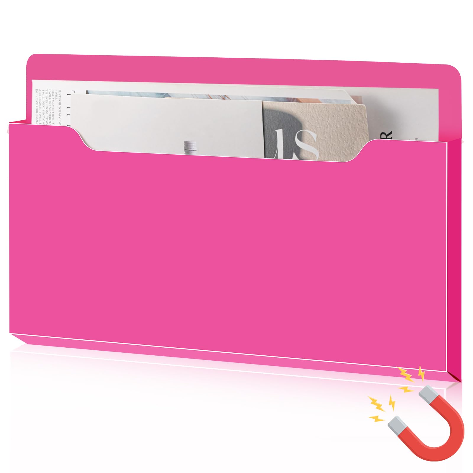 Feifeiya Magnetic File Holder Wall, 13.8 x 8.3 Inch, Horizontal, Rose-red