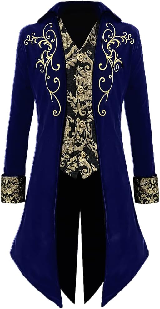 Apocrypha Mens Medieval Steampunk Tailcoat Victorian Prince Jacket Frock Coat