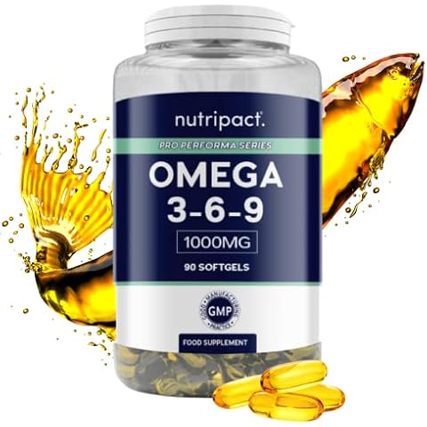 Omega 3 6 9 Fish Oil 1000mg, 90 Softgel Capsules - High Strength EPA, DHA, ALA & LA Formula with Added Vitamin E in Easy to Swallow Soft Gel Capsules Cover