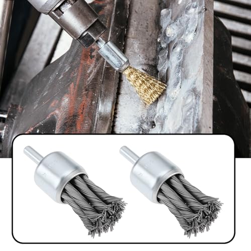 Image of 5 Pcs 25mm 1 /4 inch Shank Wire Knot End Brush for Die Grinder, Drill, Deburring Rust Removal