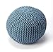 HomeRoots Fabric: Cotton, Fill: Thermocol Beans Cool Blue Woven Pouf Ottoman