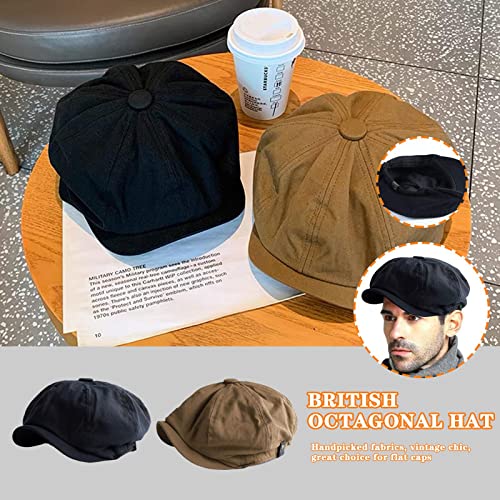 Sxrc Men’s Newsboy Hat,Vintage Beret Hat Octagonal Hats Retro British Newsboy Cap Men Outdoor Universal Casual Caps, One Size #TOP2