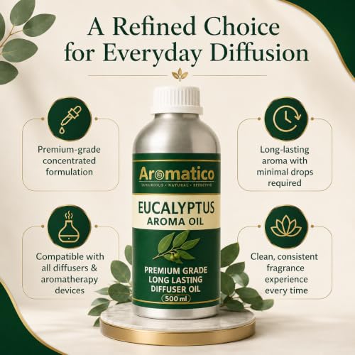 Image of AROMATICO Eucalyptus Diffuser Oil with Strong, Long-Lasting Aroma for Homes, Offices & Showrooms. Aromatherapy, Diffusers, Air Purifiers, Vaporizers - 500ML