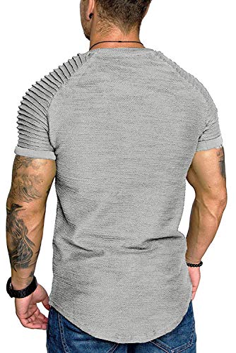 Coshow T-shirt voor heren, T-shirt voor heren, muscle T-shirt, lichtgrijs, XL - Image 4