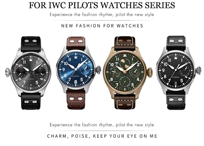 Bracelet montre IWC Big Pilot en cuir de vachette à rivets CZKE
