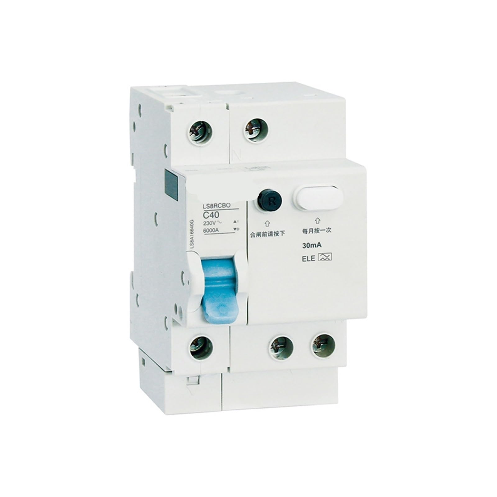 Interrupteur de protection contre fuites LS8 2P C63A disjoncteur différentiel 30mA