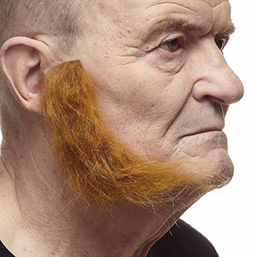 Mustaches Self Adhesive, Novelty, Realistic, L Shaped Fake Mutton Chops Sideburns, False Facial Hair, Costume Accessory for Adults, Ginger Color