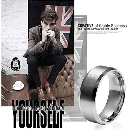 JewelryWe Sieraden 8 mm herenring, gepolijste huwelijksverlovingsringen, partnerringen, roestvrij stalen ring, zilveren… - Image 6