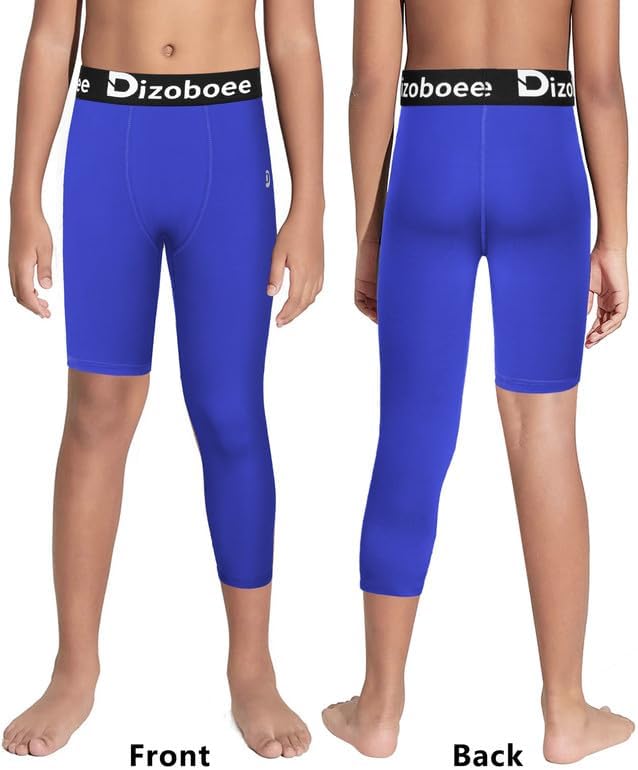 Youth Boys Compression Pants One Leg 3/4 Athletic Leggings for Sports Kids Basketball Tights Football Baseball Pants - Image 2