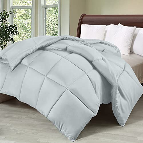 Utopia Bedding Comforter Duvet Insert, Quilted Comforter with Corner Tabs, Box Stitched Down Alternative Comforters Twin Size (Light Grey)