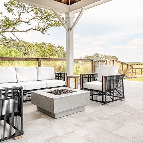 Bbqguys Signature Willow Bay Olefin Rope & Teak Patio Club Chair - Charcoal/Natural #TOP1