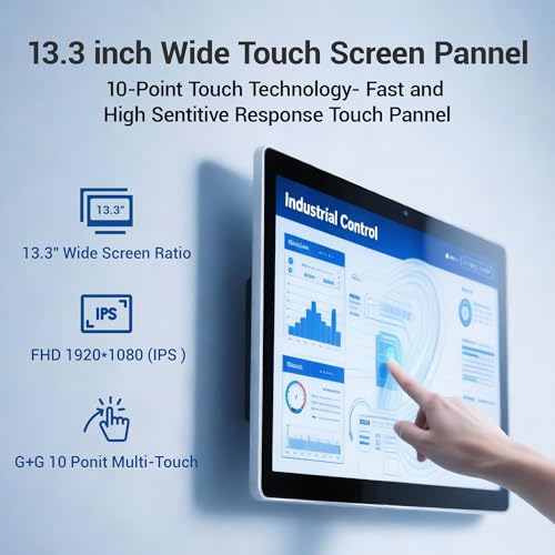 Tablet Panel Computer All in One 13,3 Zoll-HEIGAOLAPC Industrie Touch Panel PC Win11, N5100, Embedded Mini PC mit Touchscreen, 8GB Ram 128GB Rom 1920*1080 IPS, USB3.0*4, RS232, LAN, HDMI, Type-C 3,1