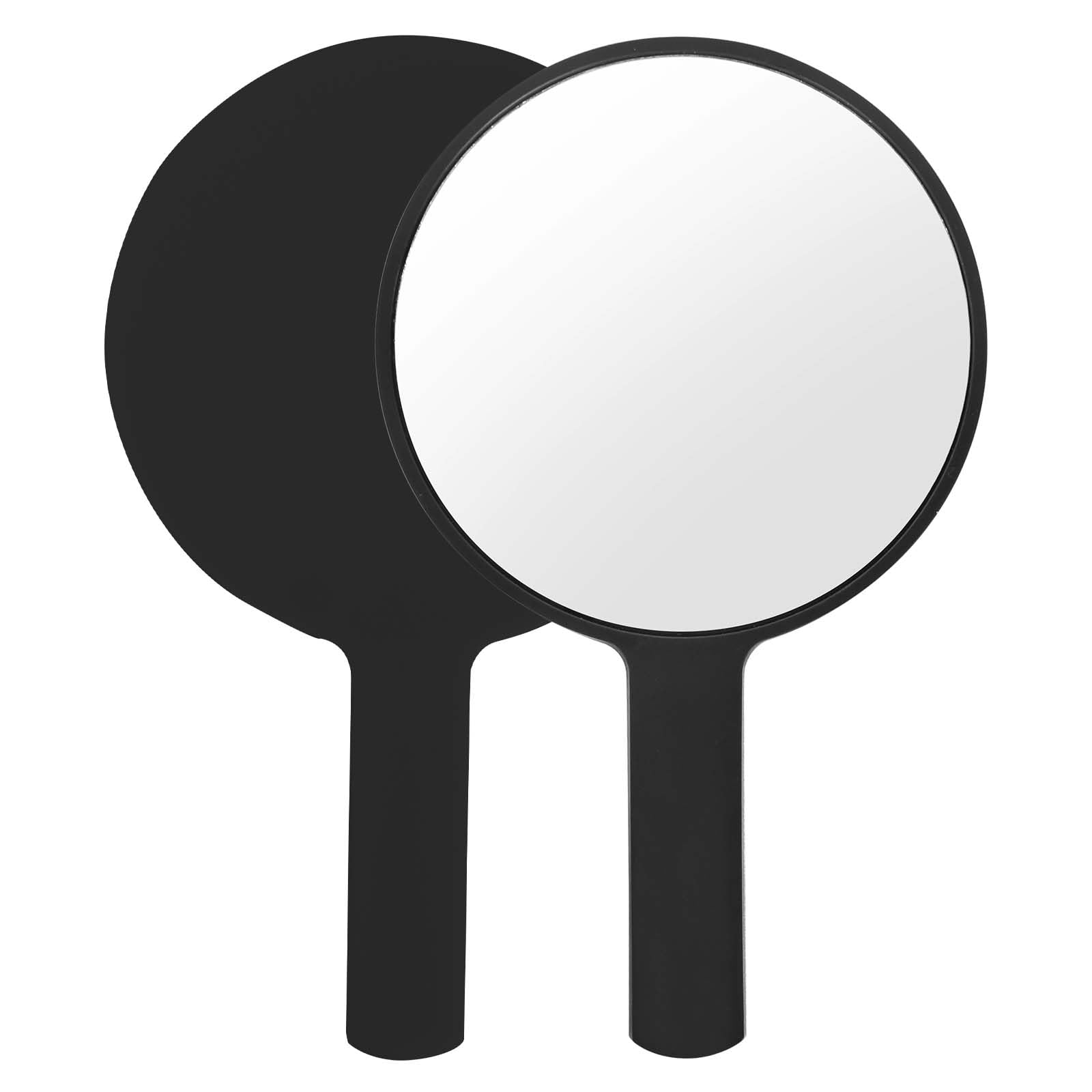 Specchio con Manico,Specchio Portatile Professionale,Specchio Barbiere con Comoda Maniglia,Specchio Cosmetico Forma Rotonda,Sostenibile e Durevole,Perfetto per Radersi o Applicare il Trucco (Nero)