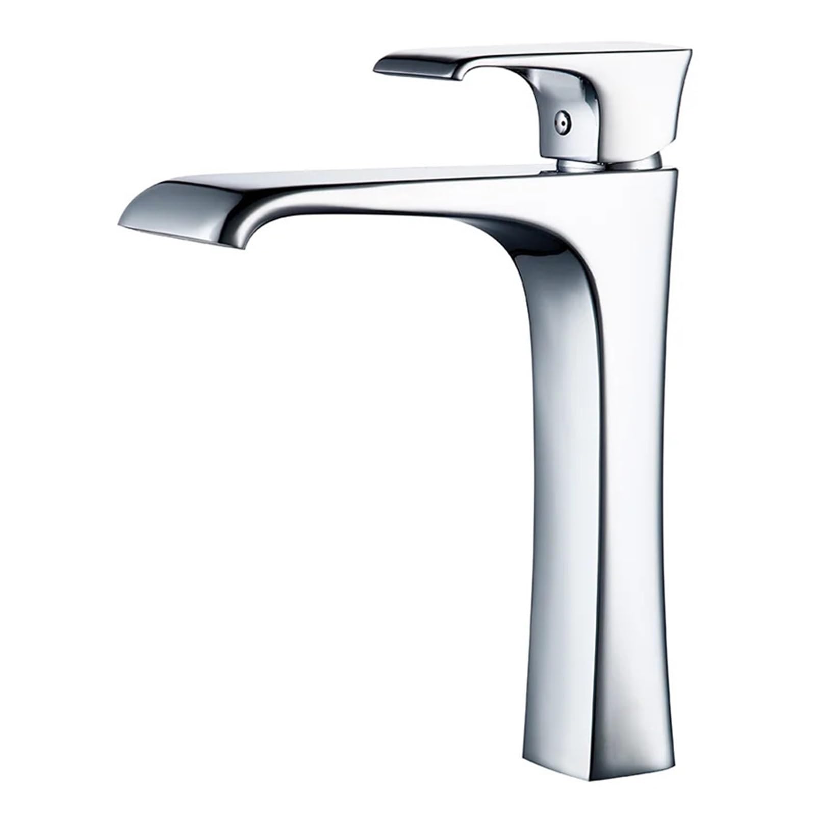 Grifo de cascada cromado alto para lavabo de baño moderno con monomando regulable 1
