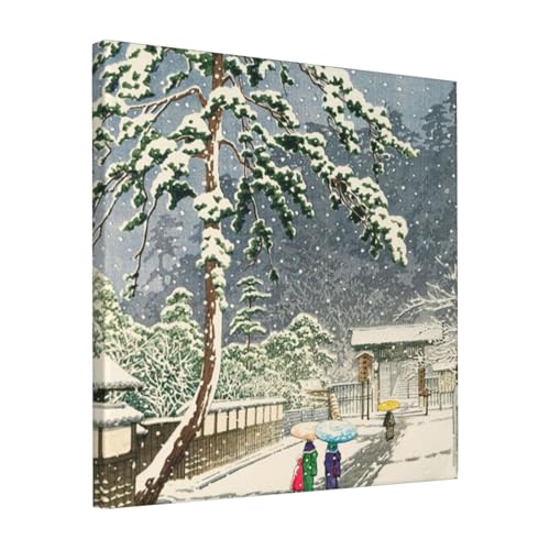 絵画 フレーム装飾画 川瀬巴水 池上本門寺 キャンバスアート アートパネル 壁画 壁掛け 絵 モダンアート 版画 壁飾り 世界の名画 ポスター 40x40cm