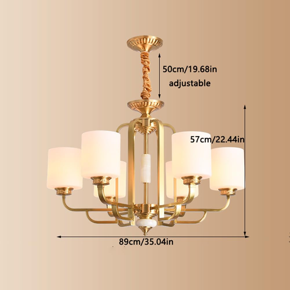 Żyrandol w stylu Mid-Century Modern – złota lampa wisząca, regulowany łańcuch, do jadalni, wyspy kuchennej, salonu