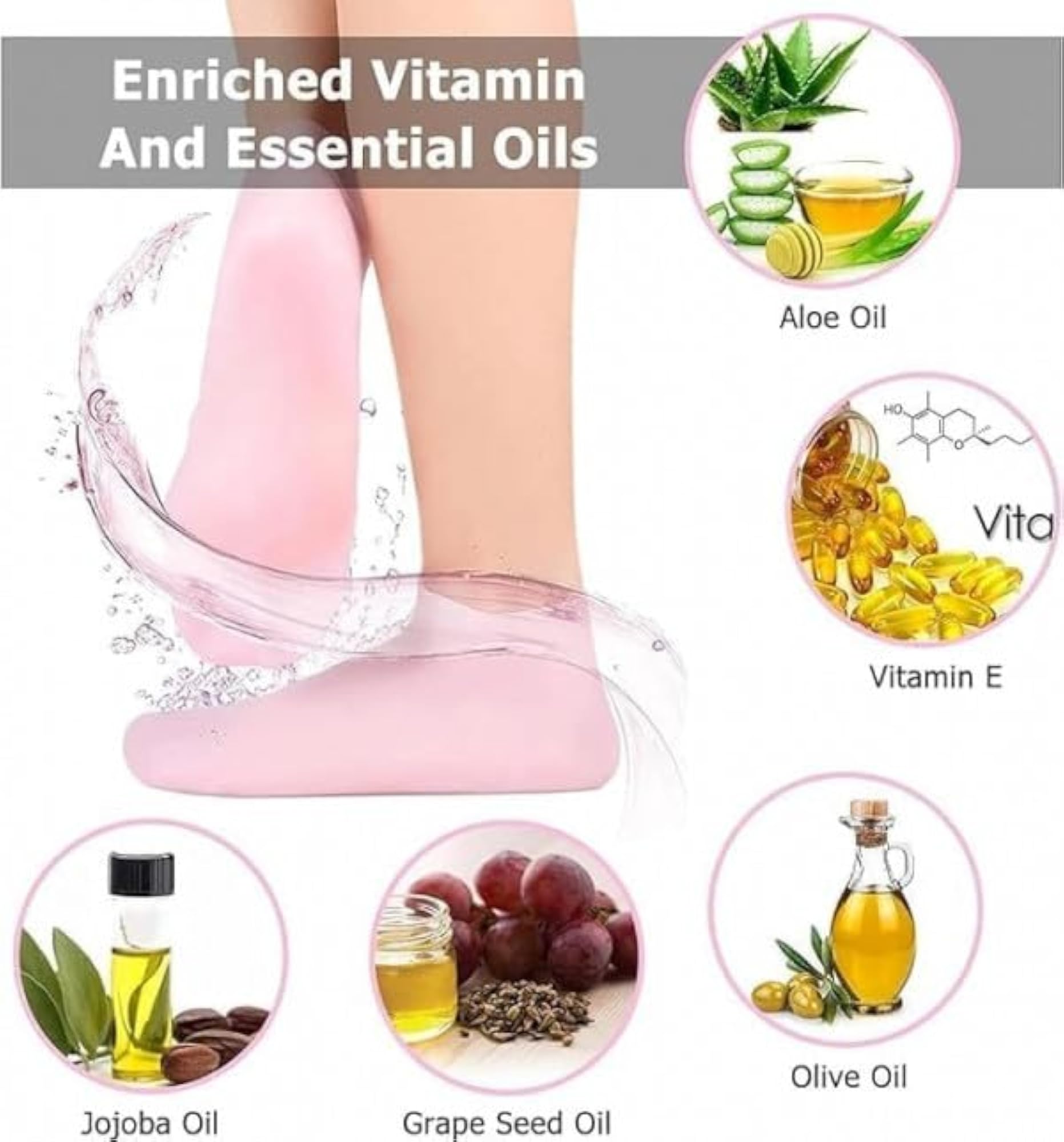 Hydrating Silicone Gel Spa Socks, Moisturizing Heel Repair