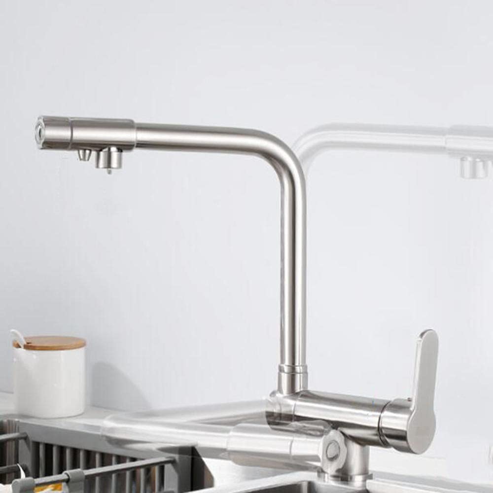 Robinet de cuisine 3 en 1 noir et chrome avec mixeur laiton rabattable
