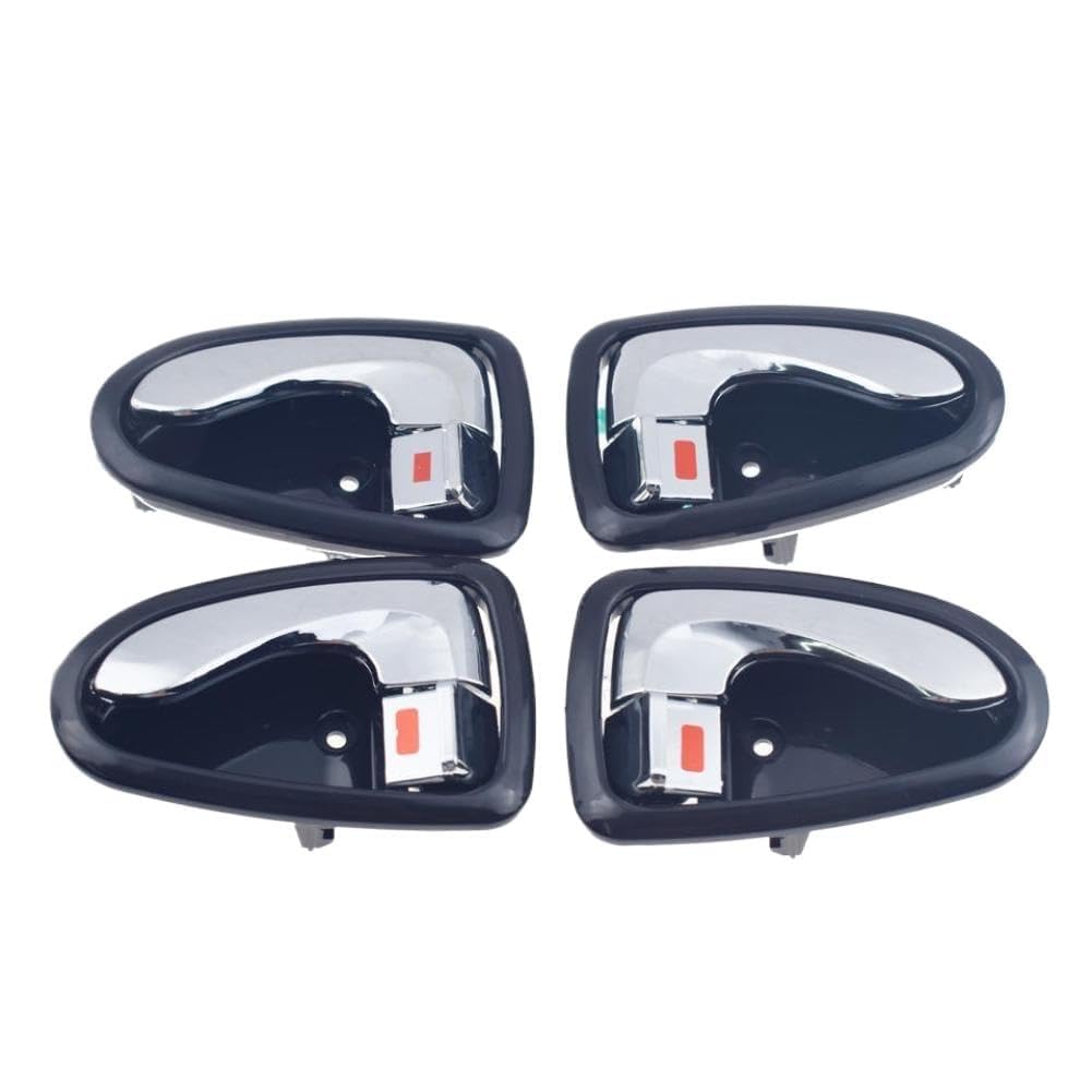 Zdsaaenar Chrome Interior Door Handle Set Compatible With 2000-2006 Accent 1.5L 1.6L Front Rear Left Right Black(Chrome)