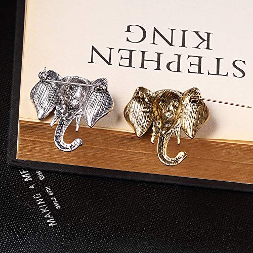 Image of 2pcs Crystal Elephant Animal Brooch Pins Set for Women Corsage Brooches Pin for Unisex Vintage Brooch Pin Jewelry (2 Pcs Gold Silver)