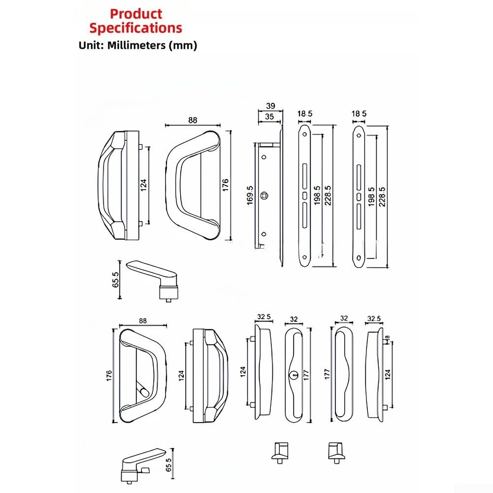 Schiebetürschloss aus Zinklegierung mit Schlüssel für Aluminium-Legierung Terrasse Balkon Tor für Oberflächenmontage Griff schwarz australischen Stil Design sicherer Verriegelungsmechanismus