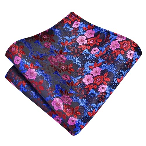 Image of GUSLESON 3.15 inch（8cm） Mens Floral Tie and Lapel Pin Necktie Hankerchief Cufflinks Set for Men