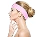 FRASTORDER Disposable Spa Headbands for Women - Individually Wrapped Stretch Non-Woven Facial Headbands for Skincare, Makeup & Esthetician Supplies(Pink, 80 Count)