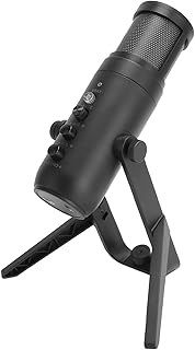 Gaming USB Microphone with Noise Cancellation, Streaming Mic for PC Computer, Podcast Microphone for Live Streaming, YouTube, Recording, RGB Lighting, Gain Knob