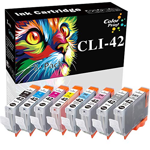 8-Colors ColorPrint Compatible CLI-42 Ink Cartridge Replacement for CLI42 CLI 42 to use with PIXMA PRO 100 PRO-110 Printer (Black Cyan Magenta Yellow Photo Cyan  Photo Magenta Gray Light Gray)