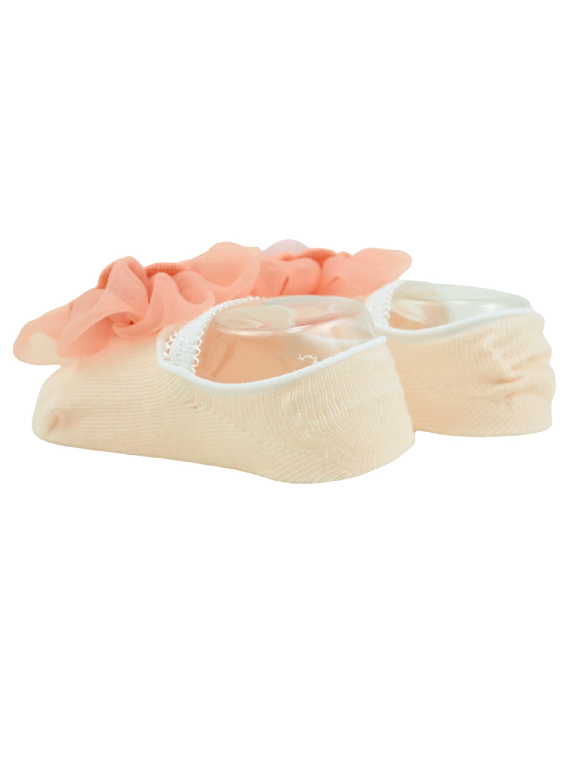 Yellow Bee Girl's Elegant Baby Socks with Flower Charm- Orange 2