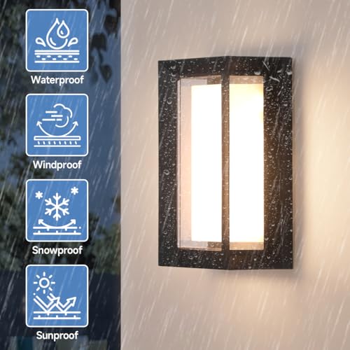 Image of Outdoor Lights for House 24W Exterior Lighting Fixtures 3-Color Adjustable 2200LM IP65 Waterproof Aluminum Exterior Wall Light Compatible with Dimmers for Patio, Yard, Back Yard 2 Pack