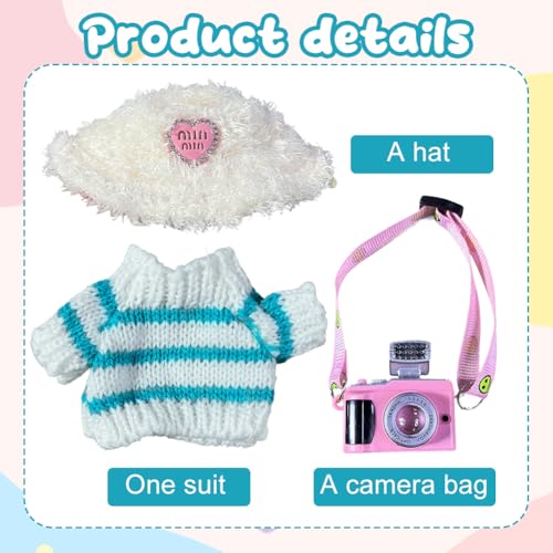 Kuscheltier Kleidung Kompatibel mit 17cm Labubu Stofftiere Bekleidung Zubehör für Labubu Kleidung Pullover Latzhose Outfit DIY Kinder Geschenke für Jungen und Mädchen (Blau, 17 cm - A)