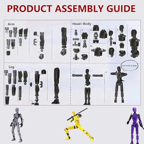 Image of RAMONI 4Pcs Action Figure Toys, T13 Action Figures, Portable & Easy to Use, Robot Toy, 3D Printed Toys with 28 Accessories