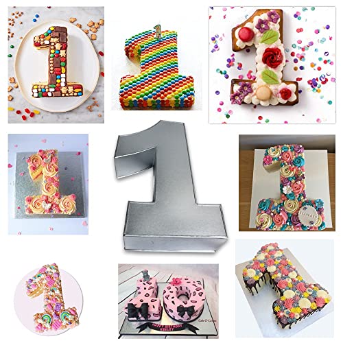 Elegance E-Commerce 0-9 Number Individual Cake tins 10x8x2.5 Inches for Baking and Birthday, Wedding Anniversary & Parties, Metallic Cake molds (Number 1)