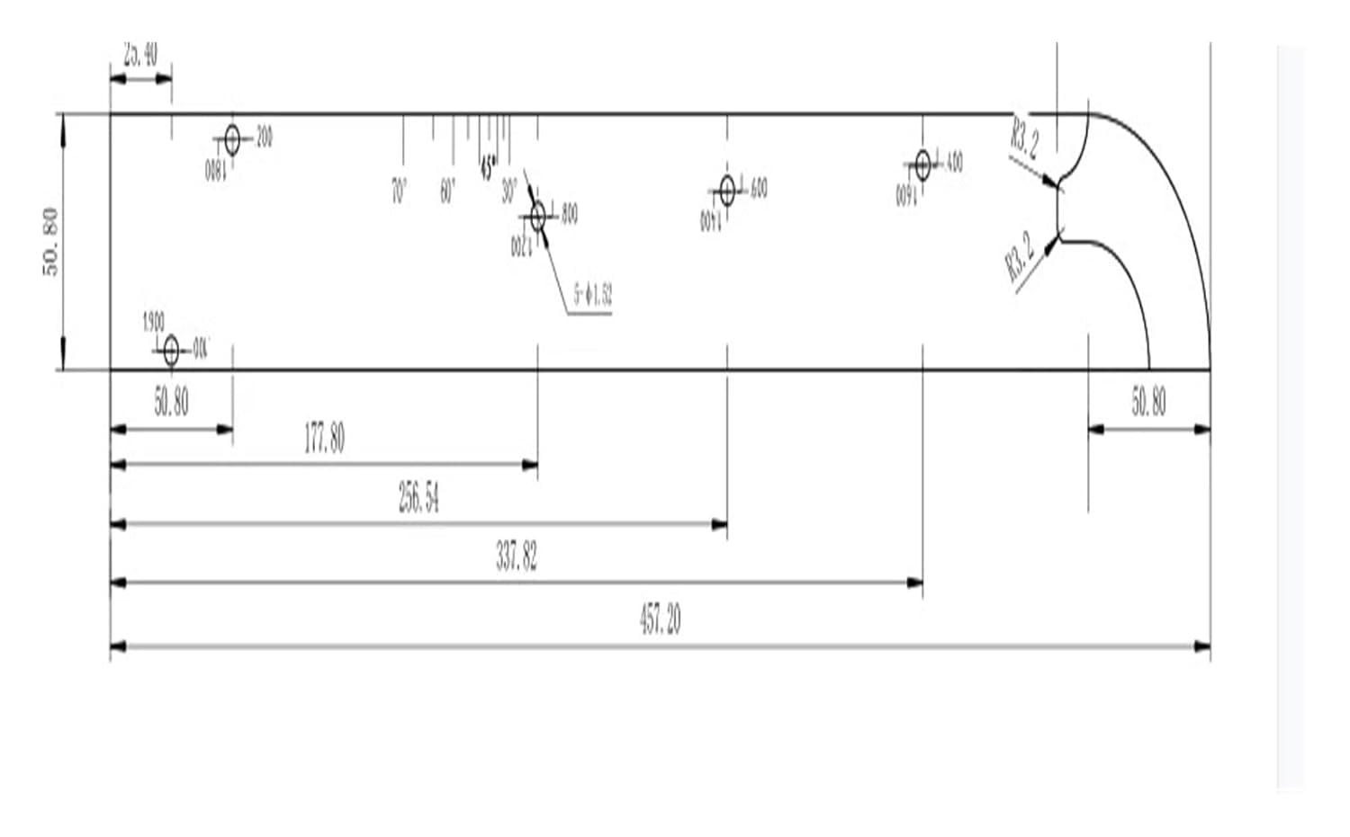 Phased Array Ultrasonic Test Blocks Block - 0.060" (1.5mm) Holes Material 1018 Steel