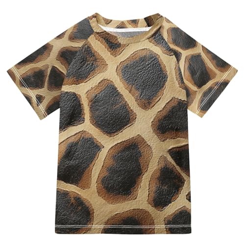 Girls Bathing Suit Short Sleeve Childrens Bathing Suits 7T Giraffe Skin Texture