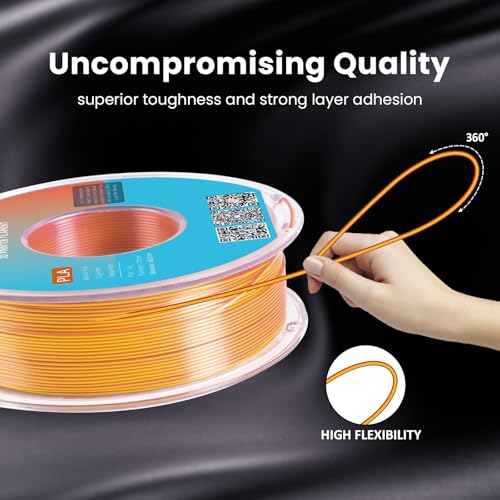 Image of Dual Color Silk PLA Filament 1.75mm Gold Copper 1KG, Shiny High Gloss Finish, Seamless Color Transition, Neatly Wound, Accuracy + /-0.02mm Vacuum Packaging