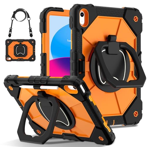Coque iPad 12e 11" orange antichoc avec béquille intégrée robuste