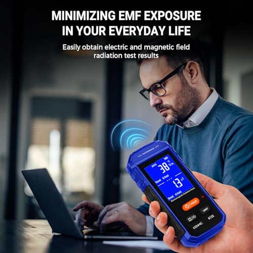 Image of Rechargeable EMF Meter, Handheld Electromagnetic Field Detector with Digital LCD, Suitable for Home and Outdoors EMF Inspections, and Ghost Hunting - Blue