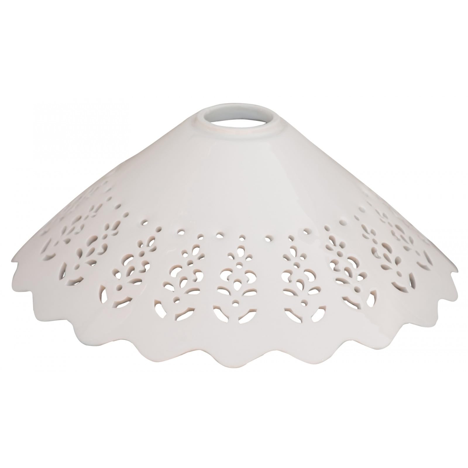 Biscottini Piatto paralume in ceramica bianca traforata diametro 30x12 cm
