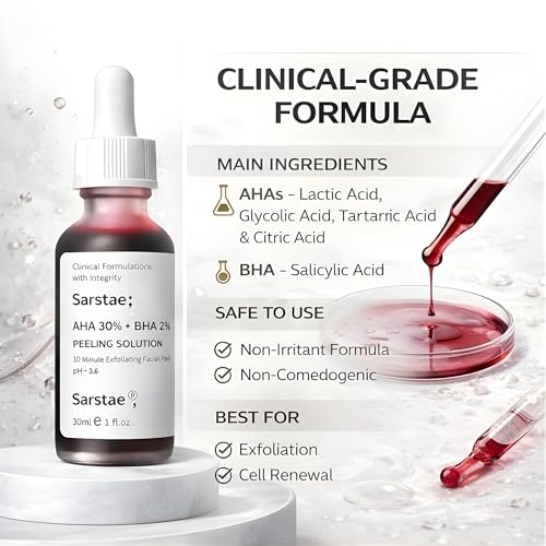 Image of 30% AHA + 2% BHA Weekly Peeling Solution for Glowing Skin, Smooth Texture & Pore Cleansing | AHA BHA PHA Peel For Weekend Exfoliation |