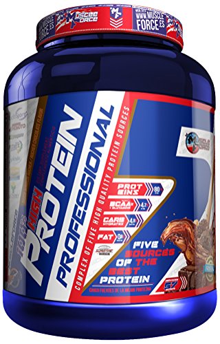 Muscle Force High Protein 5 Sabor Fresa y Nata - 2000 gr