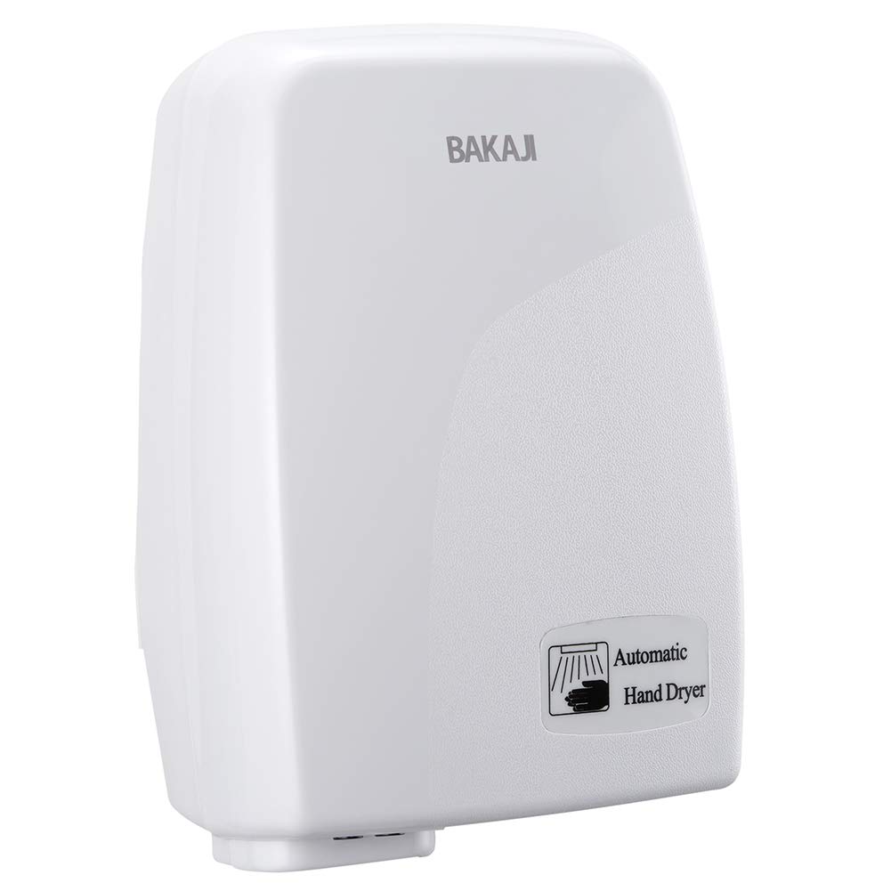 Bakaji - Secador de manos automático eléctrico - Ideal para hoteles, baños públicos - Secador de aire caliente de pared con sensor fotocélula - 1000W de potencia