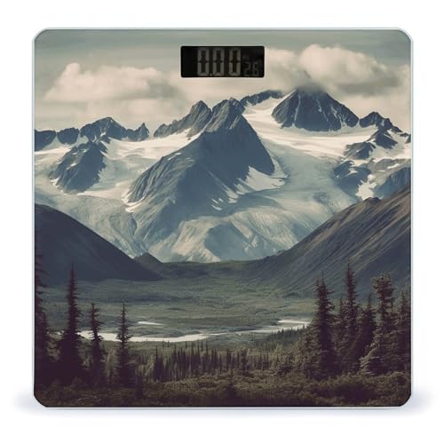 Balanza digital de baño Alaska Mountains 26x26 cm vidrio templado miniatura 1
