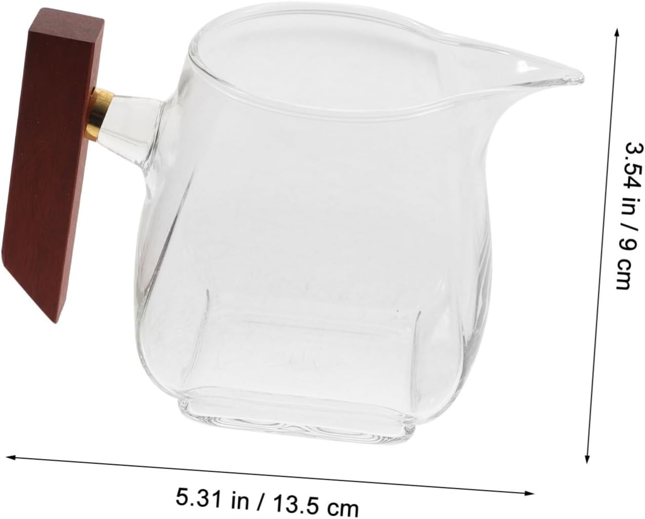 Glass Tea Gravy Boat with Wooden Handle for Serving Sauces