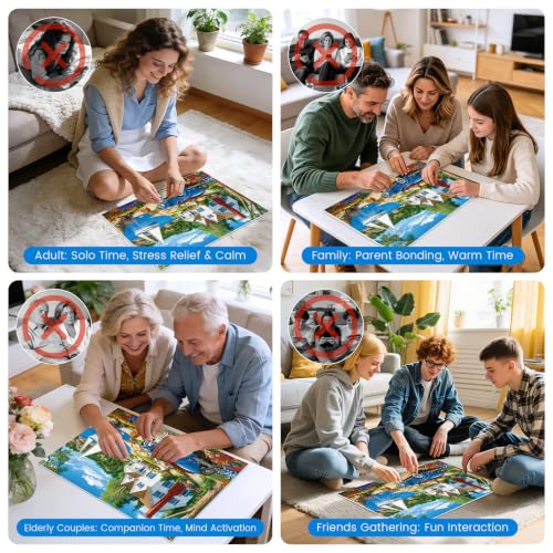 500 Piece Puzzles for Adults, Lake Mountains Cabin Jigsaw Puzzles 500 Pieces, Vintage Blue Car Puzzles for Teens Seniors, Dog Puppy Animal Jigsaw Puzzle Summer Scenery Puzzle Family Activity Gift - Image 8