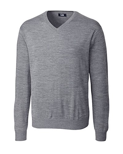 Cutter & Buck Big and Tall Douglas V-Neck Sweater (5XL, Mid Grey Heather)