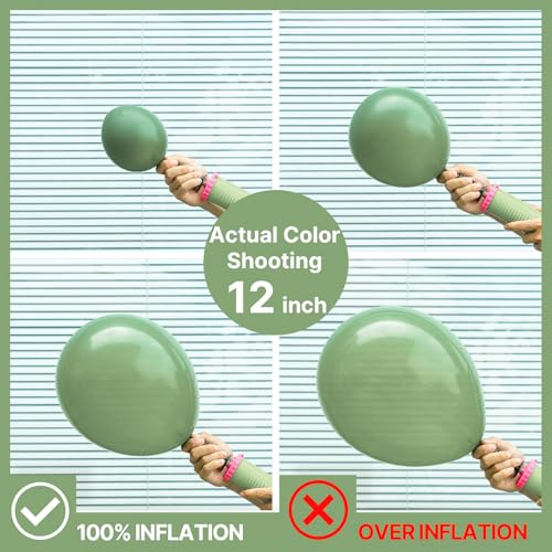 Image of PartyWoo Sage Green Balloon Arch Kit Garland 142pcs Different Sizes of 18 12 10 5 Inch Olive Dusty Boho Green Balloons for Baby Shower Graduation Jungle Woodland Dinosaur Birthday Party Decorations