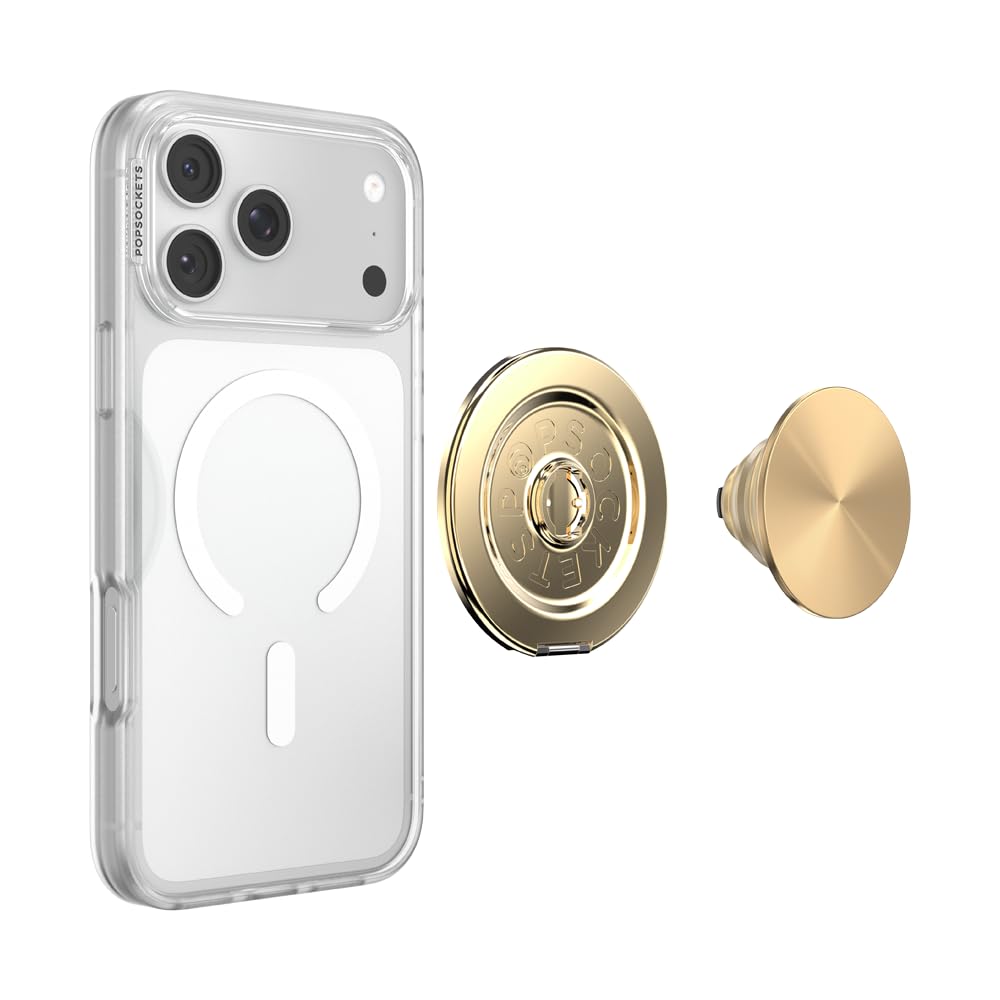PopSockets Solo Base magnética Redonda, Compatible con PopSockets Tops, Kick-out, Color Dorado