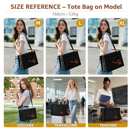 Image of BECOJADDE Structured Canvas Tote Bag for Women, Multi-Compartment Zippered Purse for Work Bible Travel